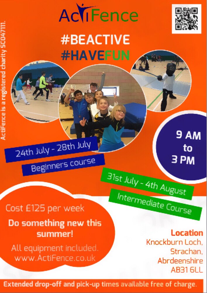 ActiFence's tweet photo. Summer Camps sign up now! https://t.co/fIzSF1s4hQ #summercamp #Aberdeen #Aberdeenshire #fencing #fun #knockburnloch https://t.co/dxndhQOjvm
