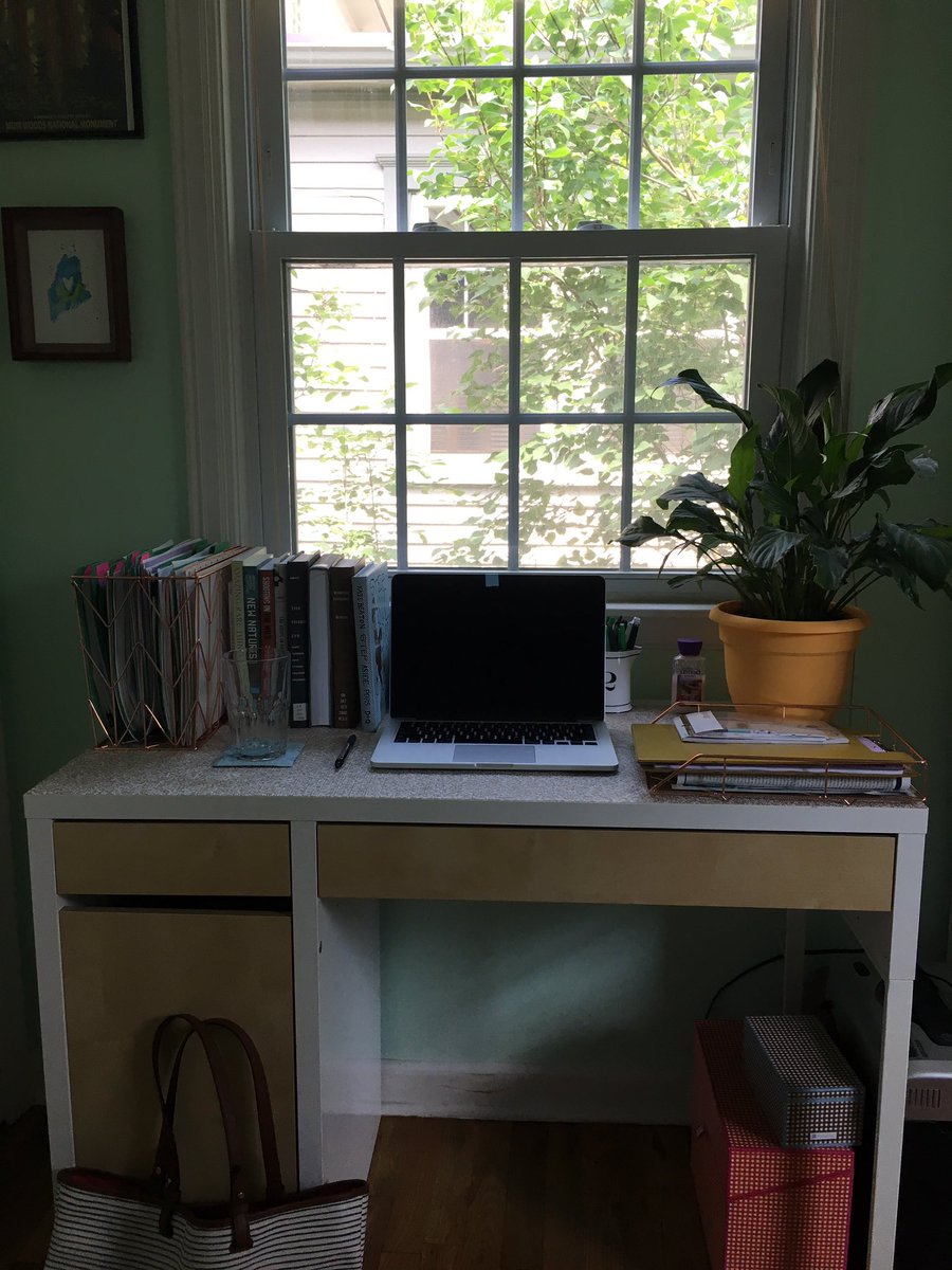 elouson's tweet photo. Summer workspace. Finally put up art, added desk surface blotter, &amp; new hanging file &amp; inbox. @beatonna's #stepasidepops just for fun :) https://t.co/FRGnYMSUst