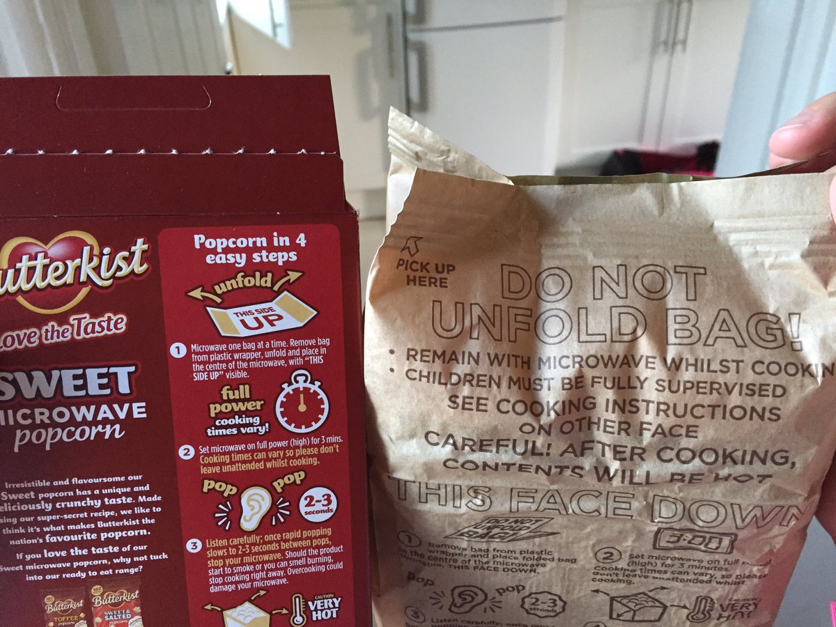 Emz941's tweet photo. Do I unfold or do I not unfold?! Make your mind up @ButterkistUK #sweet #popcorn #confusing #misleading #stilltastesgood https://t.co/paiPukeGqP
