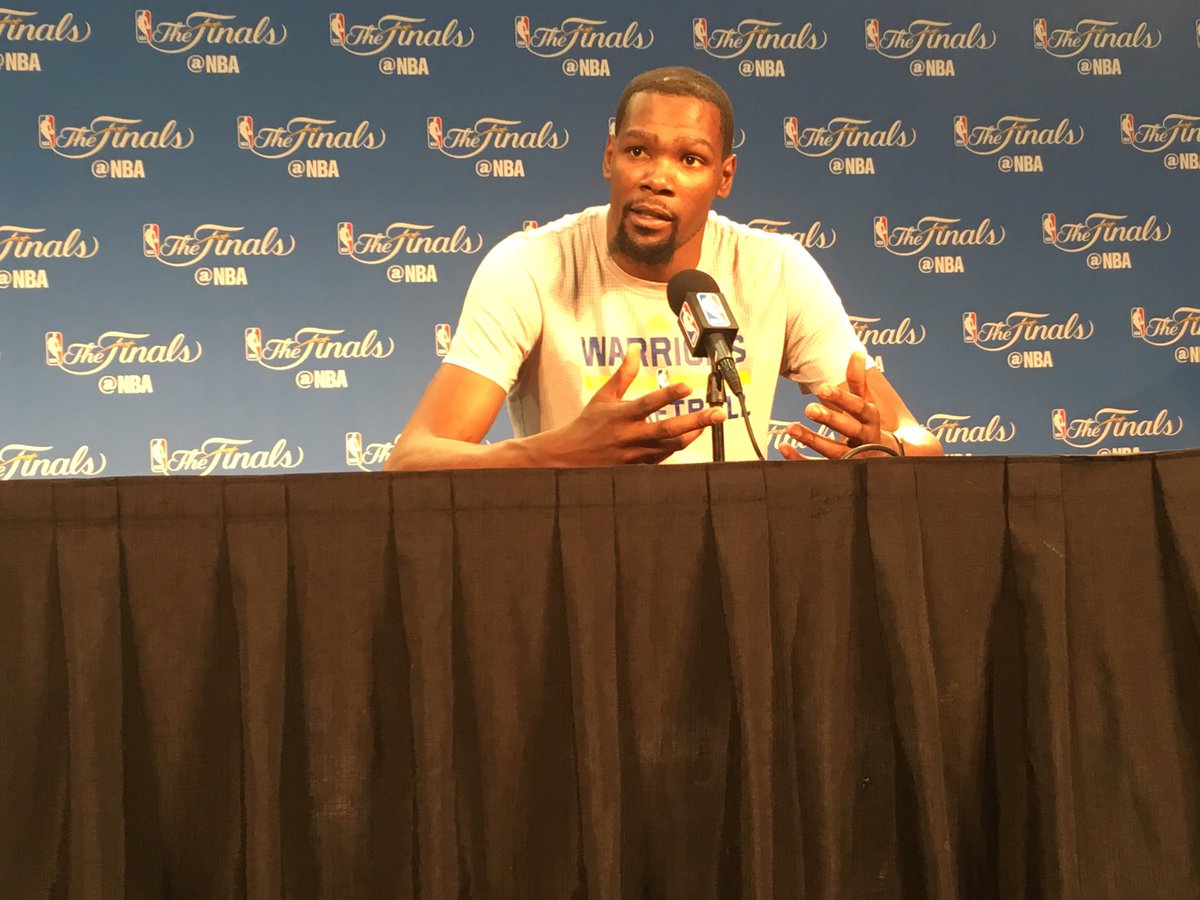NBA's tweet photo. "We're just focused on playing a good game. It should be fun." - Kevin Durant

#DubNation #NBAFinals https://t.co/lkPcpIKCoz