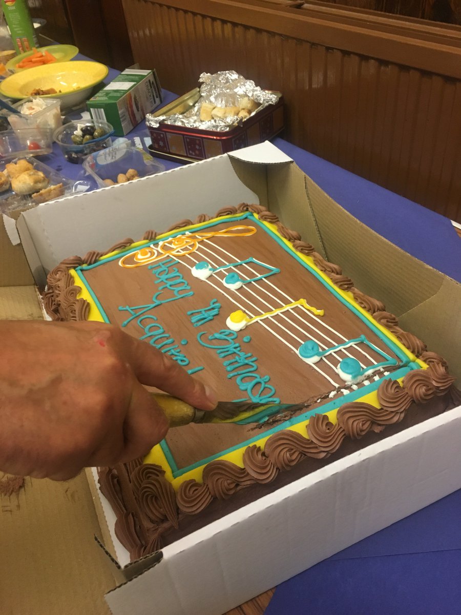 Acquire_Choir's tweet image. A week early! 
Happy birthday Acquire. 
Here's our Chair, Graham, cutting our birthday cake.