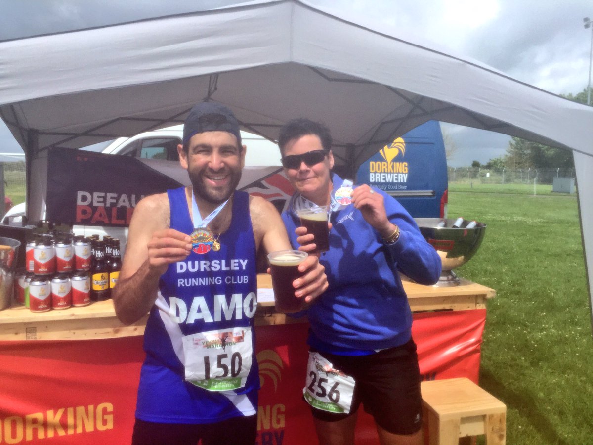 Nice pint of mighty fine ale after <a href="/YeovilMarathon/">Yeovil Full Marathon</a> today. Cheers <a href="/Dorking_Brewery/">Dorking Brewery</a> #Team <a href="/DursleyRunning/">Dursley Running Club</a> @DRCTri 🍻🍻🍻