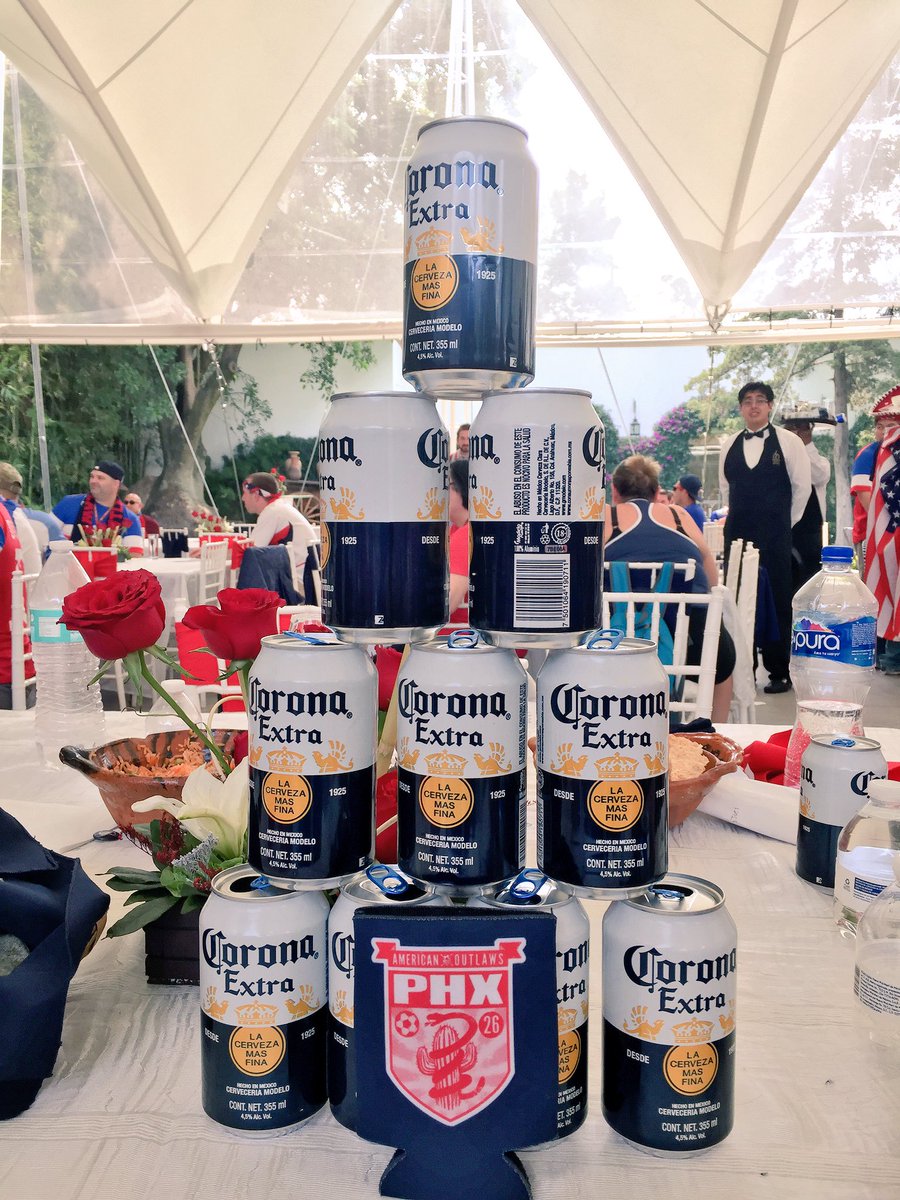 AOPHX's tweet photo. With 2 hours left in the #AOTailgate...all the beer has been consumed. #USAvMEX #USMNT #AOaway #BeerPyramid https://t.co/t1WmtM85gD