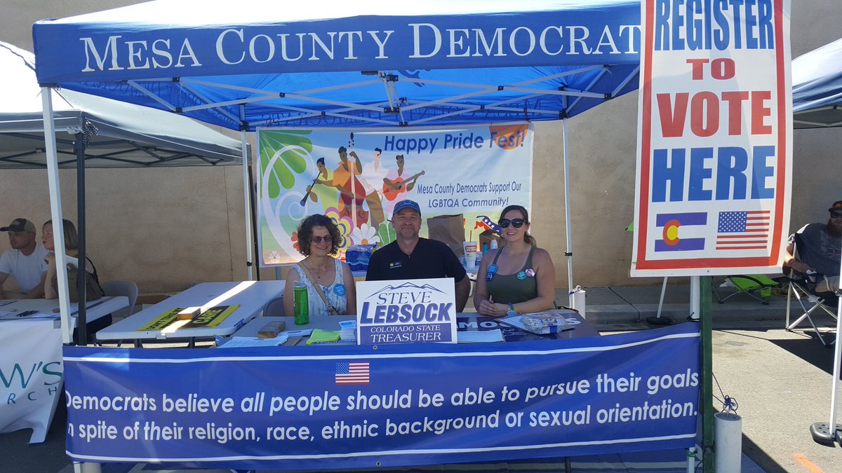 RepLebsock's tweet photo. Hanging out at Colorado West Pride in downtown Grand Junction with @smshephe @One_Colorado @MesaCountyDems https://t.co/NQEE8iWNEi