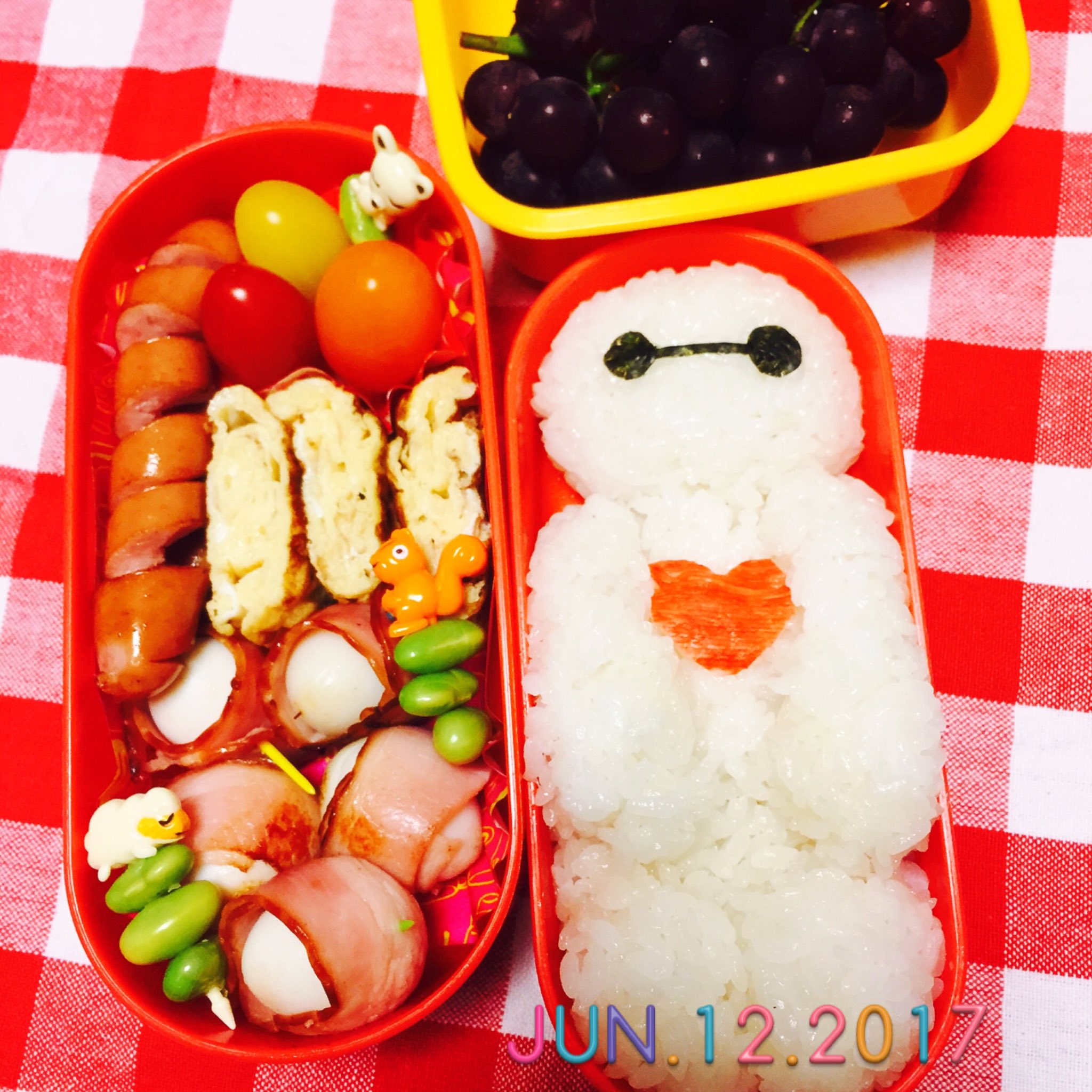 Atsuco 今日の娘のお弁当 Jk弁当 デコ弁 かおべん キャラ弁 ベイマックス ベイマックス弁当 ビックヒーロー6 ディズニー ディズニー弁当 Baymax Bighero6 Disney くるくるウインナー スパイラルウインナー うずらのベーコン
