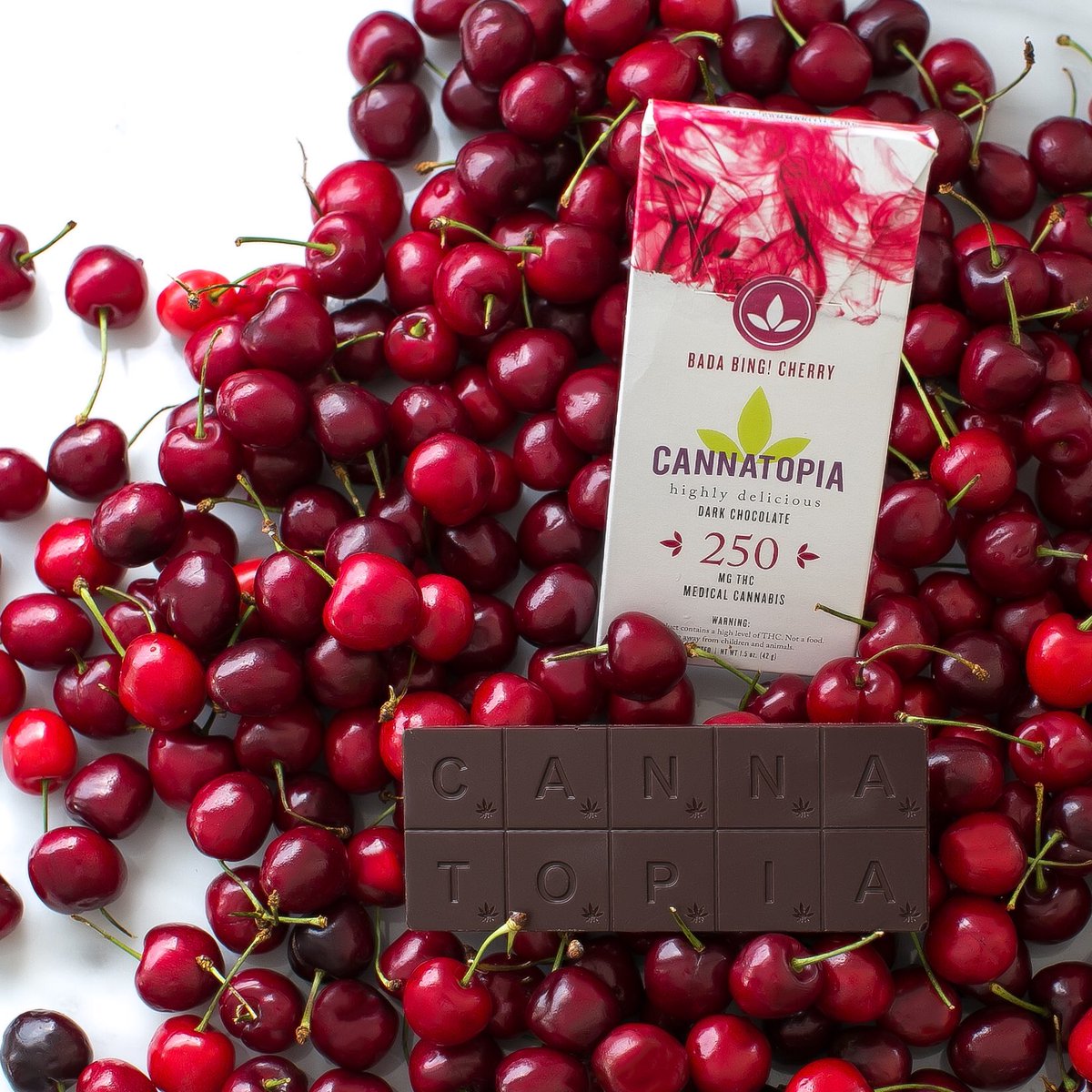_cannatopia's tweet photo. It's cherry season! The chocolate with a bada bing every bite! 🍒❤️ https://t.co/VM9E1cfO27