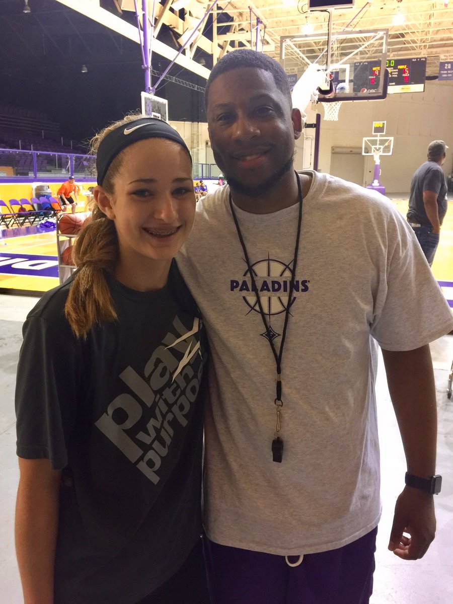 lindaandbarry's tweet photo. Tabby at Furman elite basketball camp this weekend @tablittlefield #futurepaladin https://t.co/fDkfv9i7nu