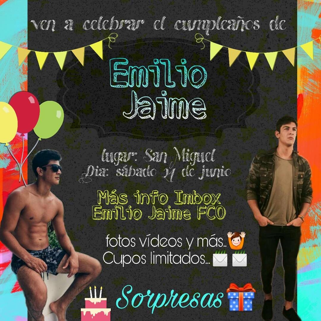 EmilioJaimeFCO's tweet photo. Chicas no se pueden perder esta gran oportunidad de conocer a @EmilioJaimeG ❤ celebraremos su cumpleaños para mas info imbox! https://t.co/2HQrLIQtOo