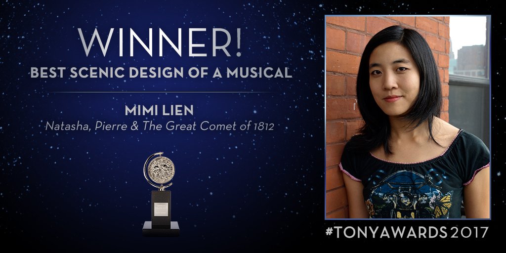 TheTonyAwards's tweet photo. And the Tony goes to… @mimilien for @GreatCometBway. #TonyAwards2017 https://t.co/fwM1oXXZ4b