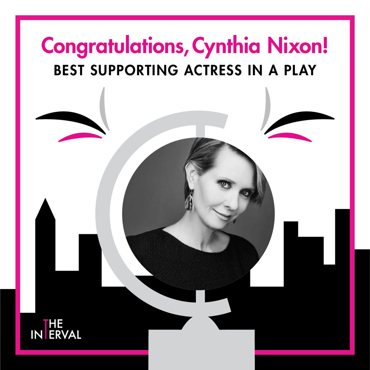 TheIntervalNY's tweet photo. Congratulations to Cynthia Nixon on wining Best Supporting Actress in a Play for The Little Foxes @MTC_NYC!! #TonyAwards2017 https://t.co/I3SaenWtIn