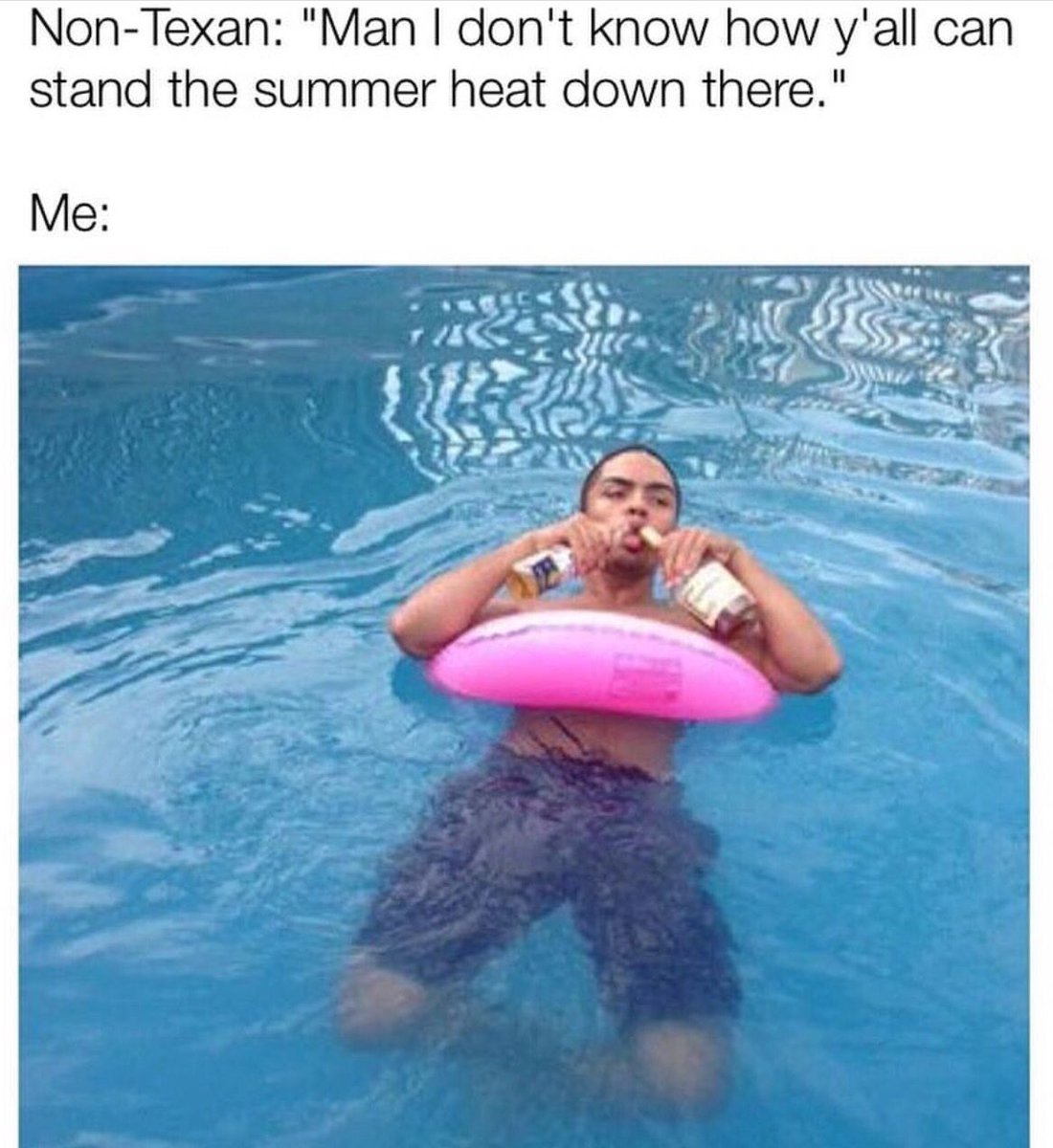 TexasHumor's tweet photo. It's easy. Pools and alcohol. https://t.co/1GANg4wYKG