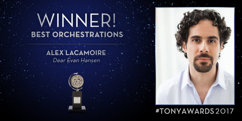 TheTonyAwards's tweet photo. And the Tony goes to… @LacketyLac for @DearEvanHansen. #TonyAwards2017 https://t.co/5nuGq6KdnD