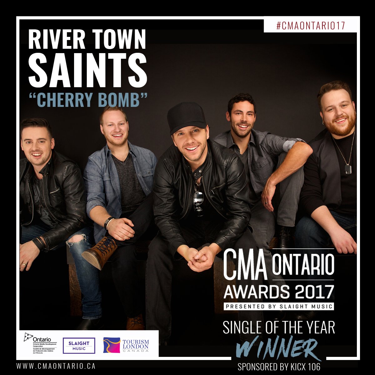 theCMAOntario's tweet photo. The votes are in. Cherry Bomb by @RiverTownSaints   is the #CMAONTARIO17 Single of the Year https://t.co/iQcNdM1SgO