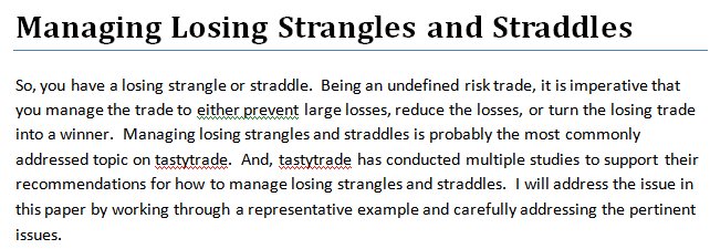 russrich's tweet image. #tastytrade @tastytrade Whoops, your strangle trade has gone bad, and you have big losses.  How do you manage it?  tinyurl.com/mvjmhkc