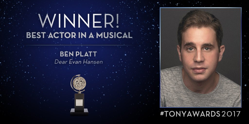 And the Tony goes to… @BenSPLATT for <a href="/DearEvanHansen/">Dear Evan Hansen</a>. #TonyAwards2017