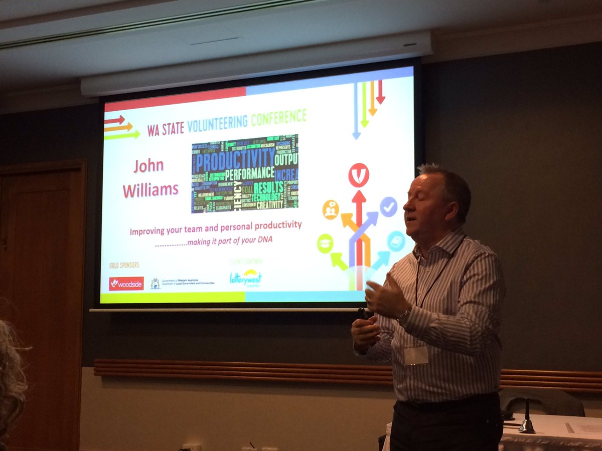 wgauci's tweet photo. John Williams from @Bankwest talking about improving personal productivity- who wouldn't want to save a day per week? #wavolconf https://t.co/BNEDoU8EVP