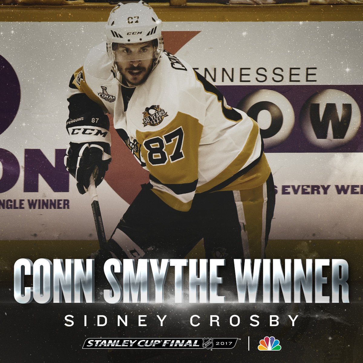NBCSportsHockey's tweet photo. Back-to-back #StanleyCup wins, back-to-back Conn Smythe trophies for Sidney Crosby. https://t.co/zhYjlM7FTe