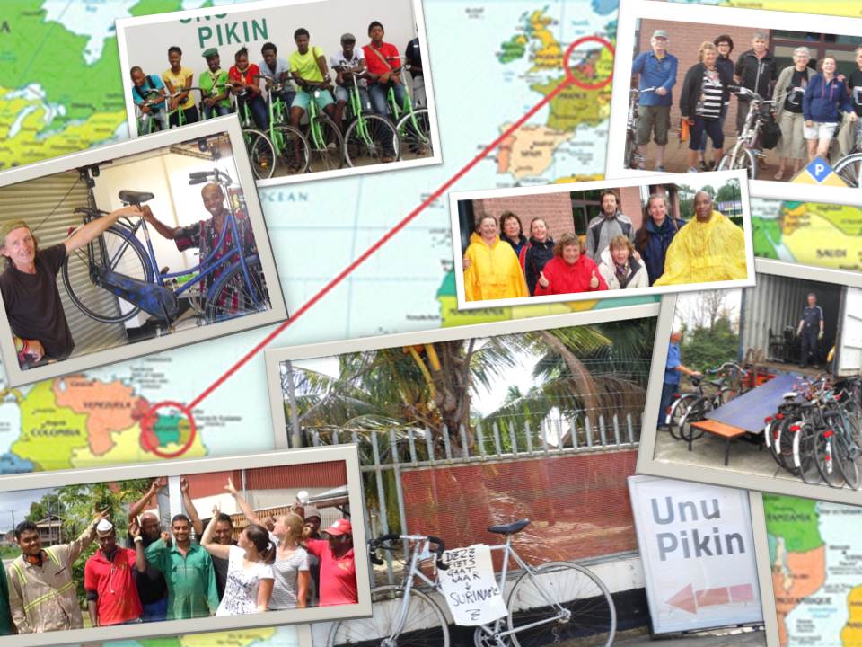 UnuPikin's tweet photo. Een aandeel in elkaar met fietsen.
Fietsen als werkwoord, maar ook als objecten die naar Suriname gaan.
#rafst #Selfiets @RaboWF https://t.co/0nPl5RX0lm