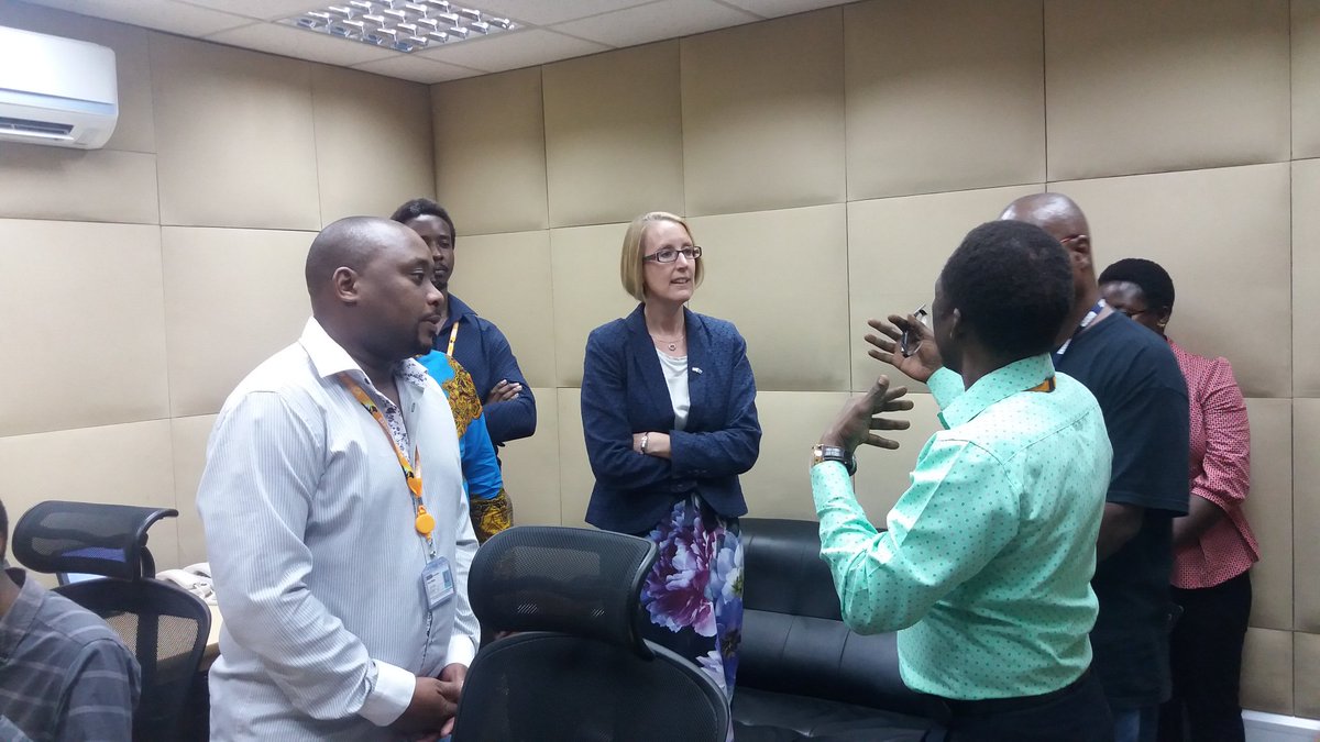 UKinTanzania's tweet photo. @HCSarahCooke learning about BBC World Service and BBC Media Action work like Haha na Haba &amp; @NiambieTZ https://t.co/P4fHe4Ke8s