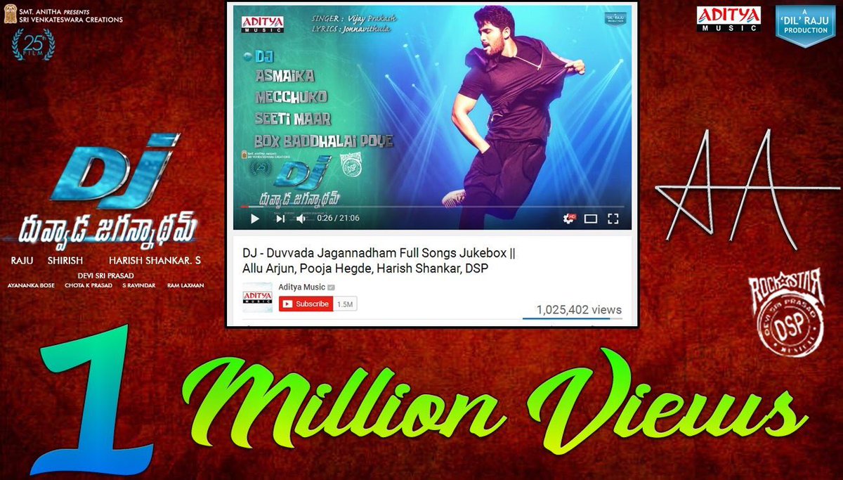 lets_seetimaar's tweet photo. #1Million Views For #DJJukebox π
@alluarjun @hegdepooja @harish2you @ThisIsDSP @SVC_official
Listen & Enjoy Here βΆhttps://t.co/F6GT0eXGqW https://t.co/EQtatVaOFo
