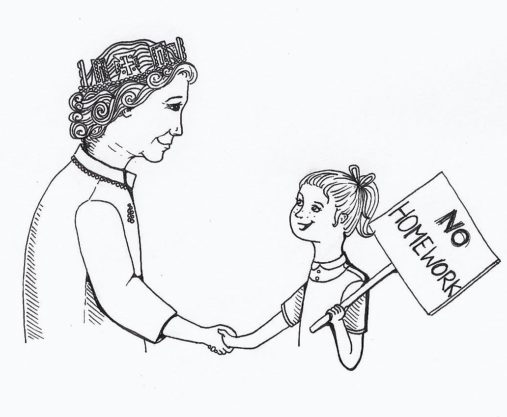 EMCummings1's tweet image. Happy Aussie Queen&apos;s birthday holiday sneak peak of forthcoming #ChildrensBook #nomorehomework dedicated to #TheQueen @KensingtonRoyal @smh