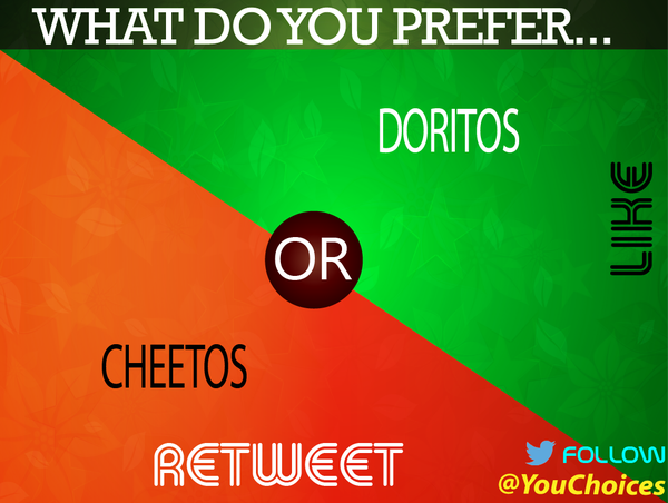 YouChoices's tweet photo. Cheetos or Doritos? https://t.co/2eUaQO9ZvH