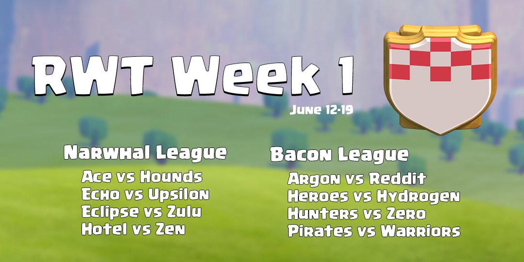 Wk 1 of the tournament is here! @RedditHoundsCoC vs <a href="/RedditAceClash/">RedditAceClash</a> to kick off the new season Monday #RWT #ClanWars #ClashofClans #RCS
