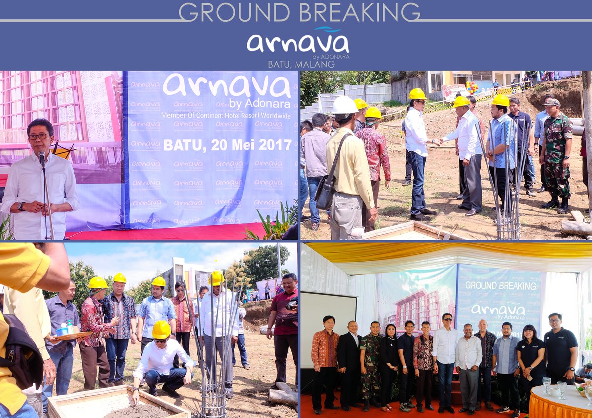 AdonaraGroup's tweet photo. Ground Breaking Arnava Hotel &amp; Residence Batu yang dihadiri oleh Wali Kota Batu, Bapak Eddy Rumpoko, Owner dan CEO Adonara, Bp Ruben AMOR. https://t.co/jzp9yHY7k0