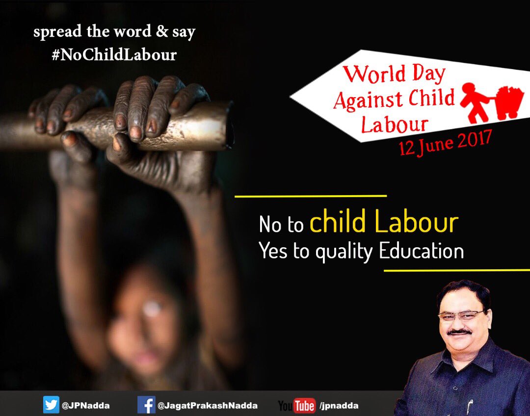 JPNadda's tweet image. #WorldDayAgainstChildLabour ; aims to focus attention on the global extent of child labour and the action &amp;amp; efforts needed to eliminate it.