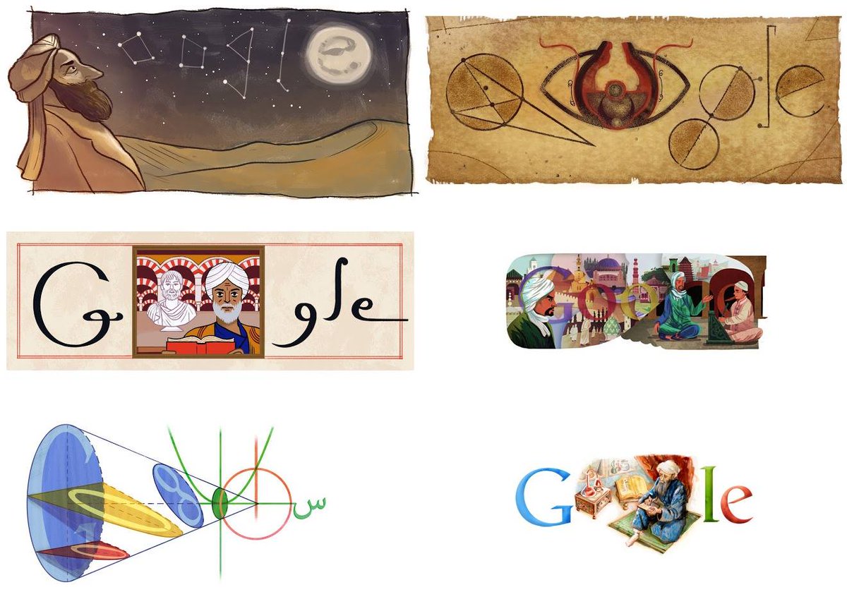 IslamScienceNet's tweet photo. Celebrating Muslim Scholars: #AlBiruni #IbnAlHaytham #IbnRushd#IbnBattuta #OmarKhayyam #ArRazi #Google #doodle https://t.co/XRZIkhFjlS