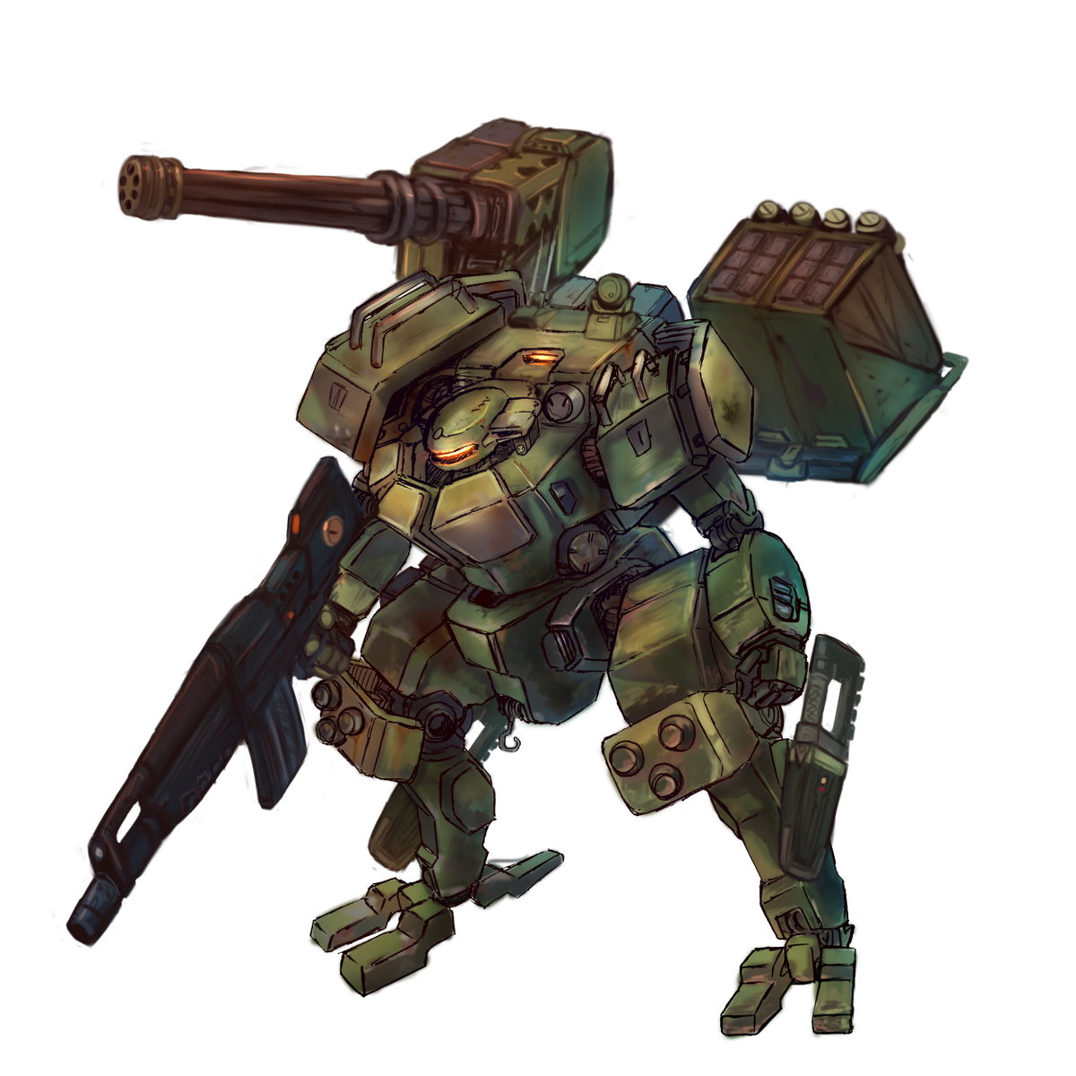 とりあえずシートと設定も完成したギルド仕様ランドスターさん。
塗り絵や改造は気軽に出来て楽しいですヾ(≧▽≦) 
背部に色々搭載できると聞いたので30㎜ガトリング砲とミサイルランチャーを添えてみました。 