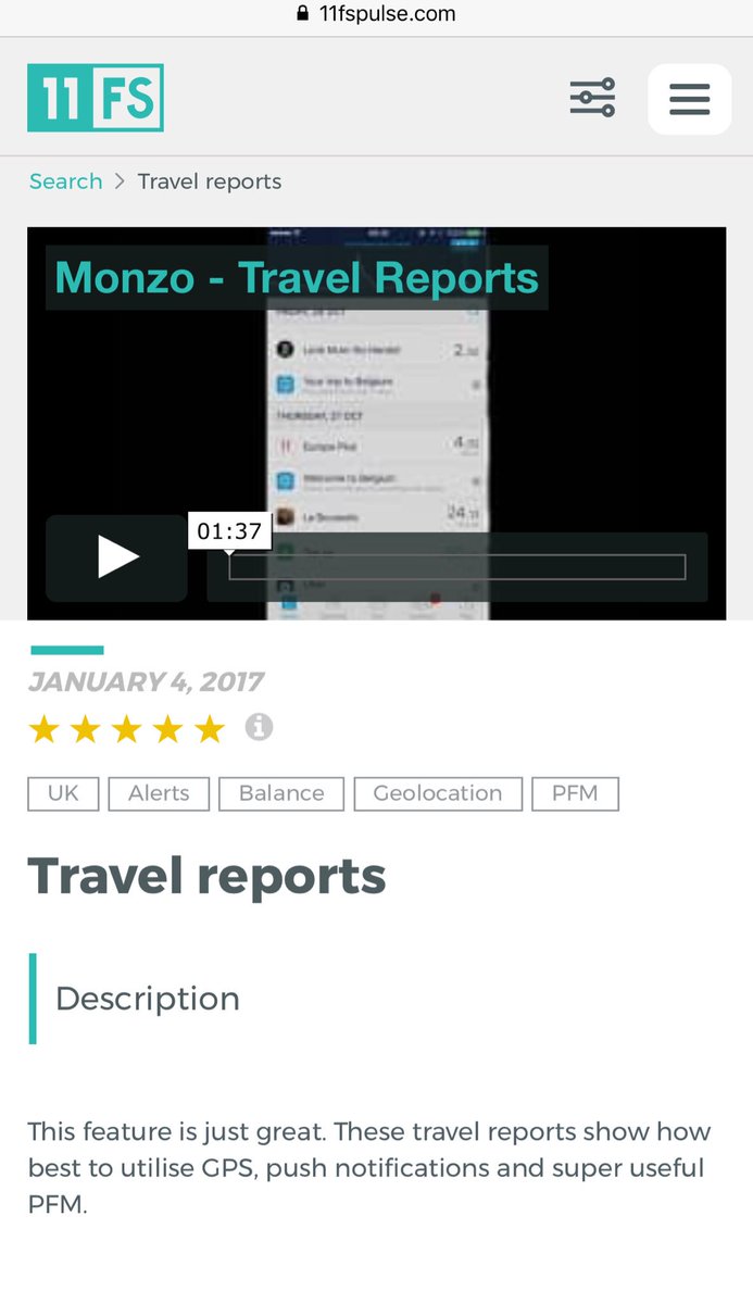 11FSPulse's tweet photo. One of the neatest features in @monzo? Travel reports. No seriously. Crazy useful & executed beautifully. ππΌππΌ βοΈβοΈβοΈβοΈβοΈ in #11FSPulse https://t.co/3o8tTh2NL7