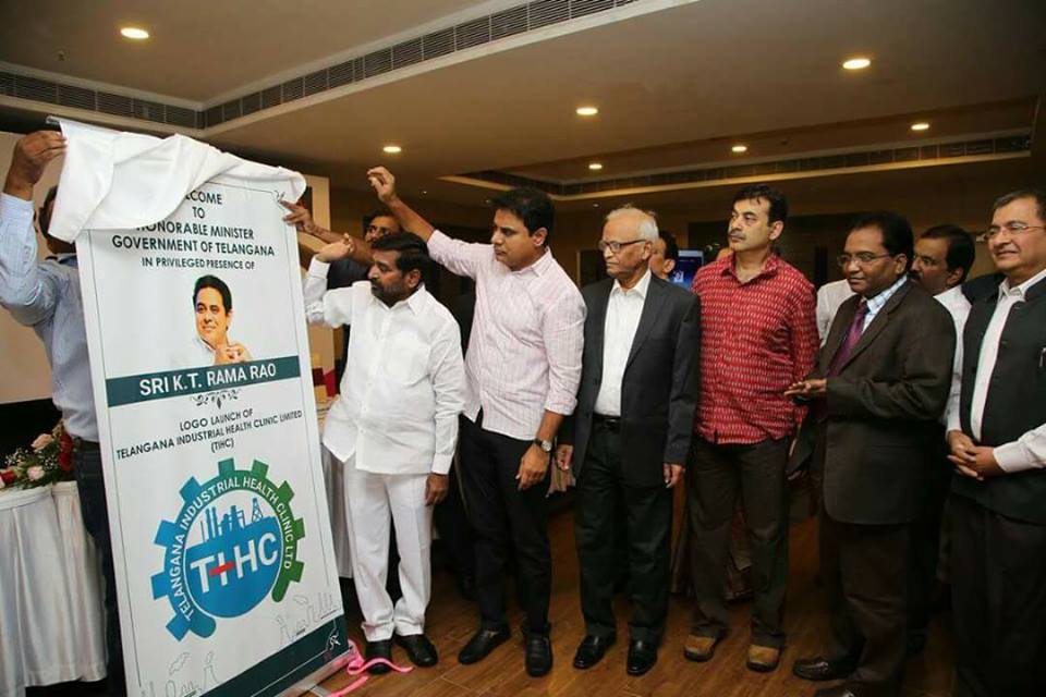 123Telangana's tweet photo. Ministers @KTRTRS and Jagadish Reddy launched the logo of #TIHCL (Telangana Industrial Health Clinic Ltd) . https://t.co/RS7ZC5vBol