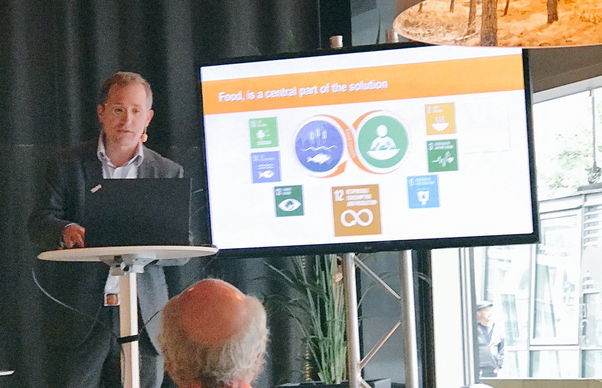 Race4theBaltic's tweet photo. Solving problems in food prod. is a key issue to reach the agenda 2030 goals including water, says @fadeclerck  SciDr at @eatforum #EATForum https://t.co/z7R1ieBAPi