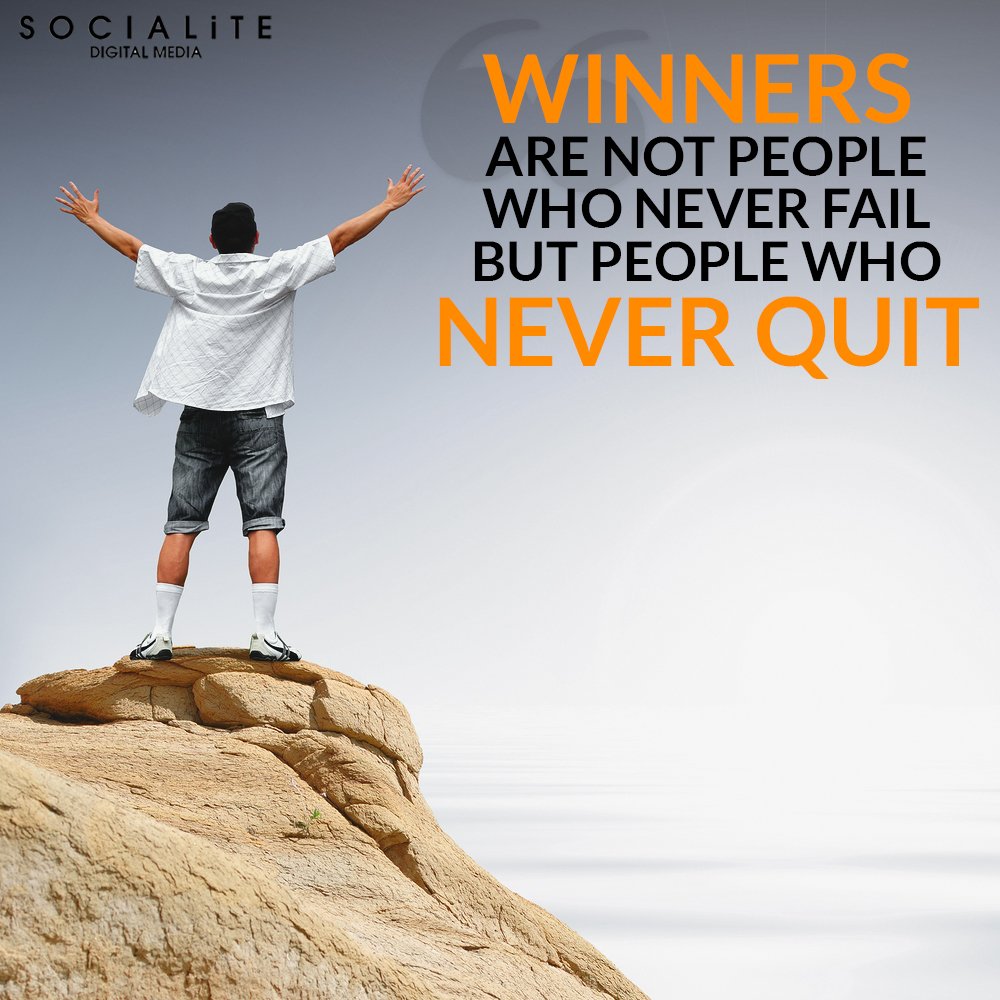 socialiteDM's tweet photo. #MondayMotivation
Winners are not the people who never fails, but the people who never quit. https://t.co/yttBy2AYne