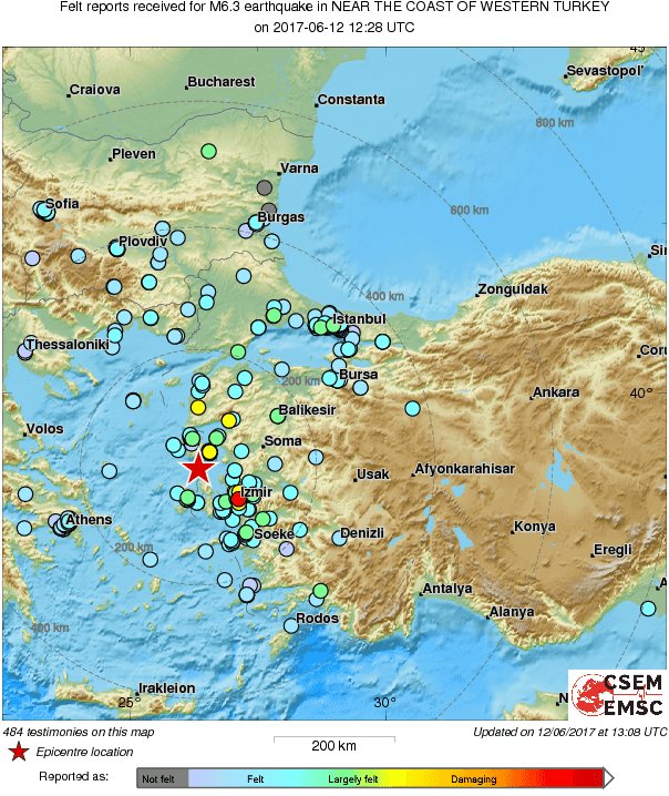 Map of the testimonies received so far following the #earthquake M6.3 Near ...
