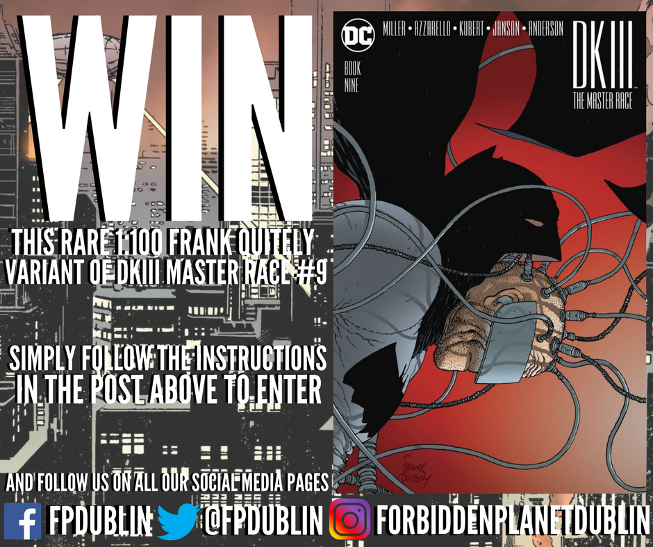 WANT TO WIN THIS RARE 1:100 DK III MASTER RACE #9 VARIANT BY FRANK QUITELY? 

Simply FOLLOW us here on Twitter &amp; RETWEET this post to enter!