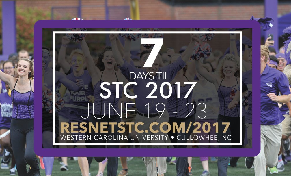 ResNetSTC's tweet image. One week left until STC 2017! Don&apos;t forget to check out the schedule at resnetstc.org/2017/conferenc… to get an idea of what we have planned!