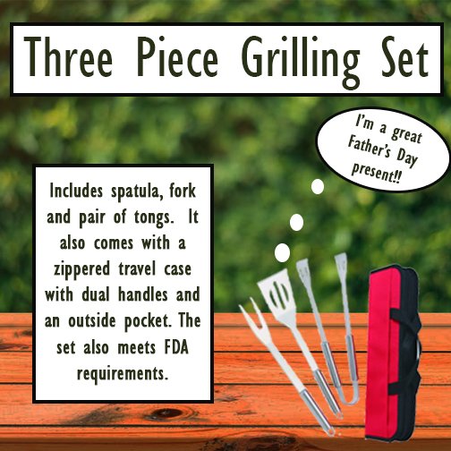 Just in time for grilling season, our 3 piece grilling set is the perfect addition to summer.  Go to goo.gl/bdg7OJ &amp; check it out!