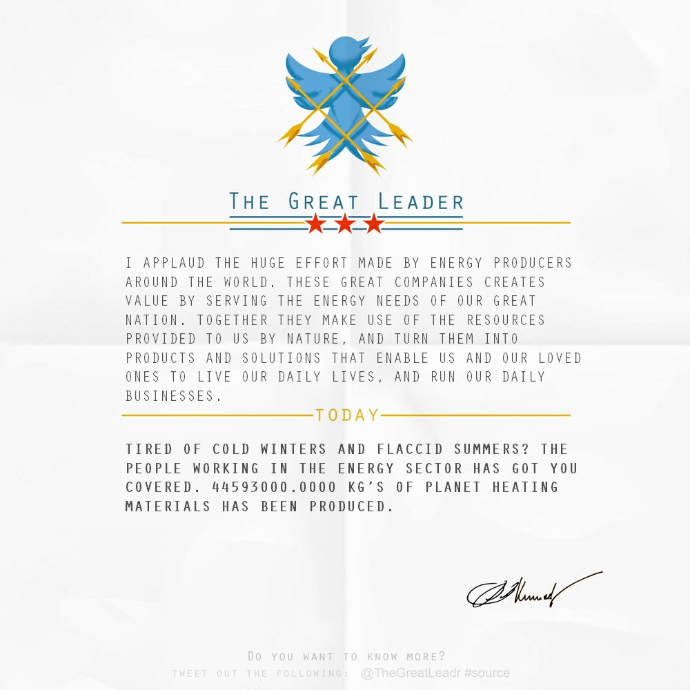 TheGreatLeadr's tweet photo. Daily bulletin from The Great Leader: https://t.co/Fi9dRRREto