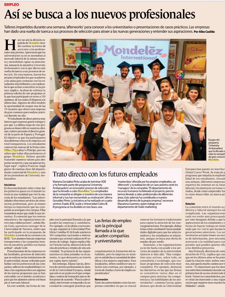 Así buscamos en Mondelez a los nuevos profesionales !👏👏👏cultura colaborativa, creativa e innovadora😀😀