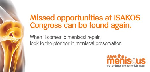Miss our ‘save the meniscus’ sessions at #ISAKOS2017 ? Check out our #meniscal collection on Education &amp; Evidence: ow.ly/DuA430cvHM8