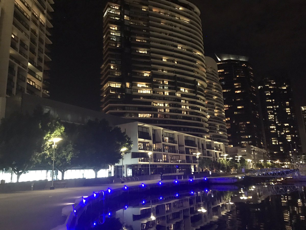 geoffwhite's tweet photo. A nice &amp; calm night in #Docklands tonight. #yarrasedge #yemarina #webbbridge #water #stillwater #reflection #highrise #lights #Melbourne https://t.co/hbB21a5sK5