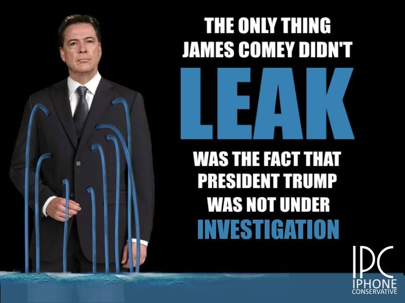 RNRFlorida's tweet photo. The Only Thing James Comey Didn't LEAK was the Fact that President Trump was NOT Under Investigation #ComeyTestimony #RedNationRising https://t.co/ZmEW8n1NIl