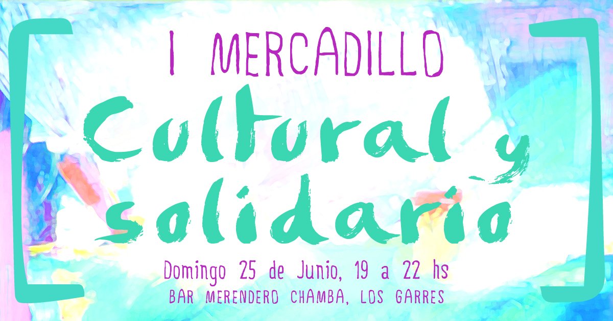 GabrielaVellio's tweet photo. I Mercadillo Cultural y Solidario en #LosGarres, domingo 25 de junio. Talleres, espectáculos, actividades para niños, exhibiciones y más ❤️ https://t.co/1Ay0LbpVoC