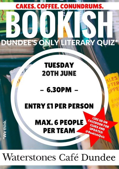 WstonesDundee's tweet photo. The next Bookish Quiz is Tues 20th June at 6.30pm, with rounds on Graham Greene, comic books and more! https://t.co/YIFjlqJsbN