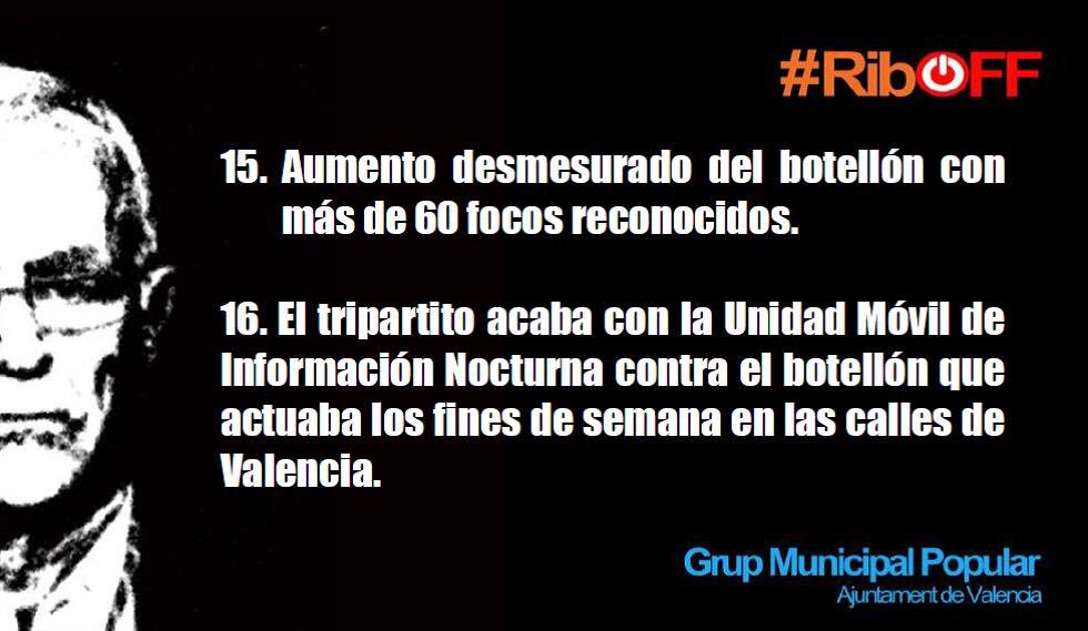 popularesVLC's tweet photo. Con Ribó se han instalado los botellones en Valencia.
100 motivos para desconectar a #RibOFF
#RecuperemValencia #SalvemValencia https://t.co/V7kVyOUab1