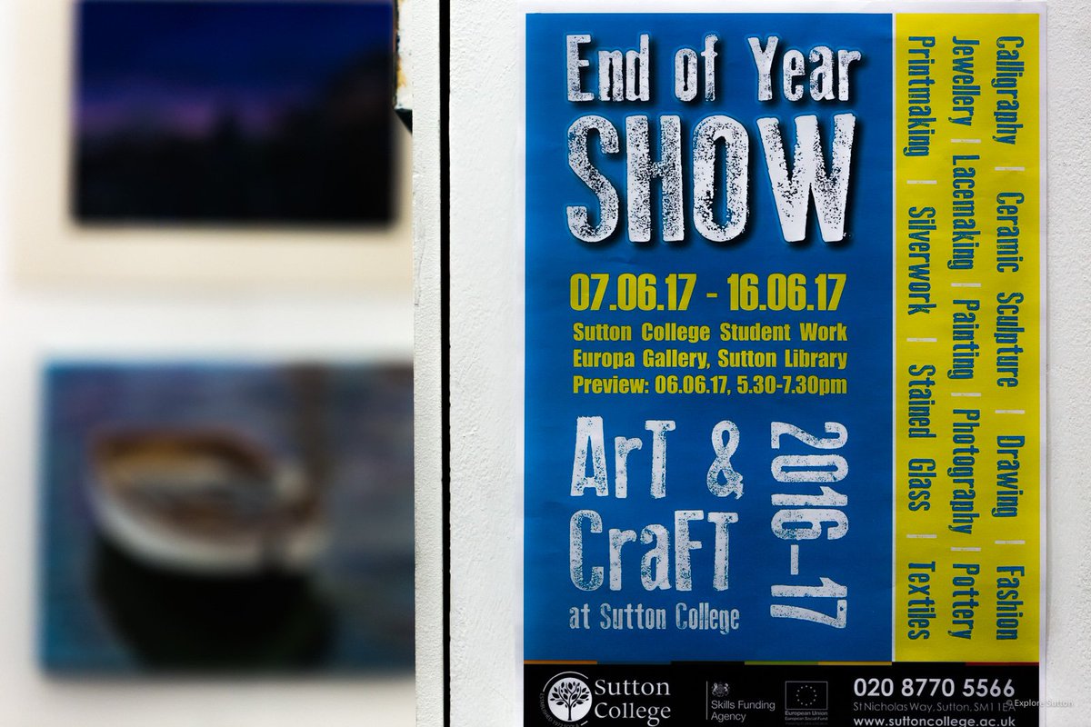 explore_sutton's tweet image. Now showing, @suttoncollege End of Year Art and Craft #Exhibition at @SuttonLibraries Europa #gallery #art #craft #painting #pottery #Sutton