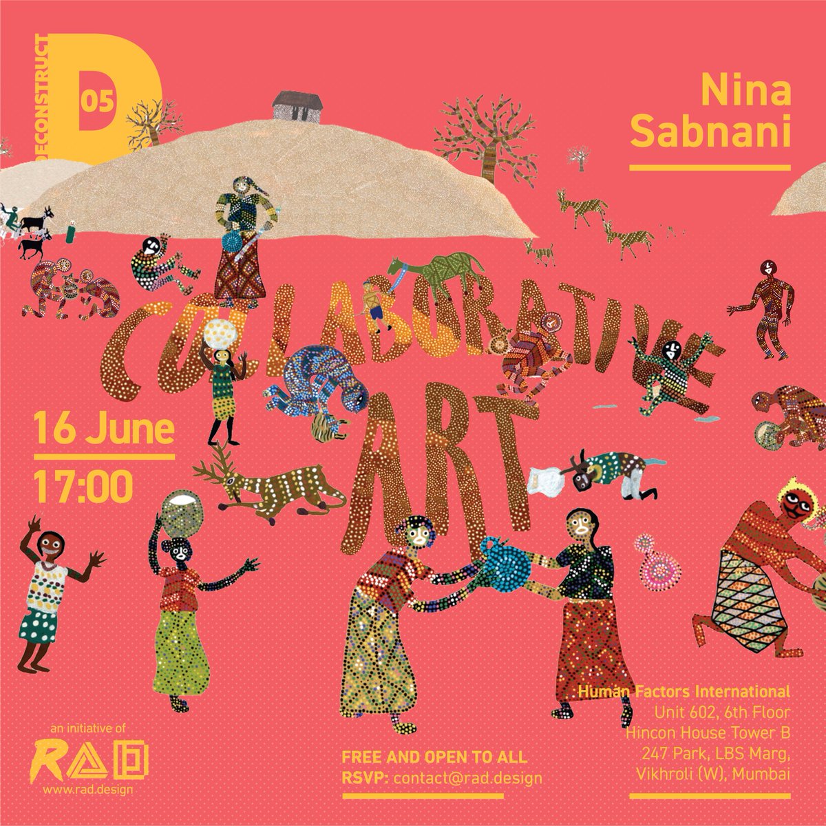 RADdesignstudio's tweet photo. Watch the incredibly talented Nina Sabnani, sharing her story at Deconstruct 05. On Friday, 16 June, at RAD! #deconstruct2017 #NinaSabnani https://t.co/LqXMBGC2UW