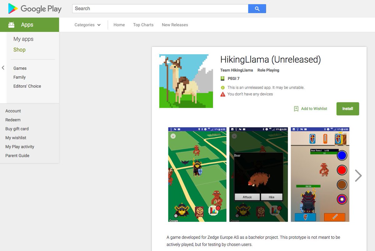 Students from <a href="/NTNU/">NTNU</a> + Zedge = Hiking Llama. The best location based game about hiking llamas EVER! So great. Available on <a href="/GooglePlay/">Google Play</a>